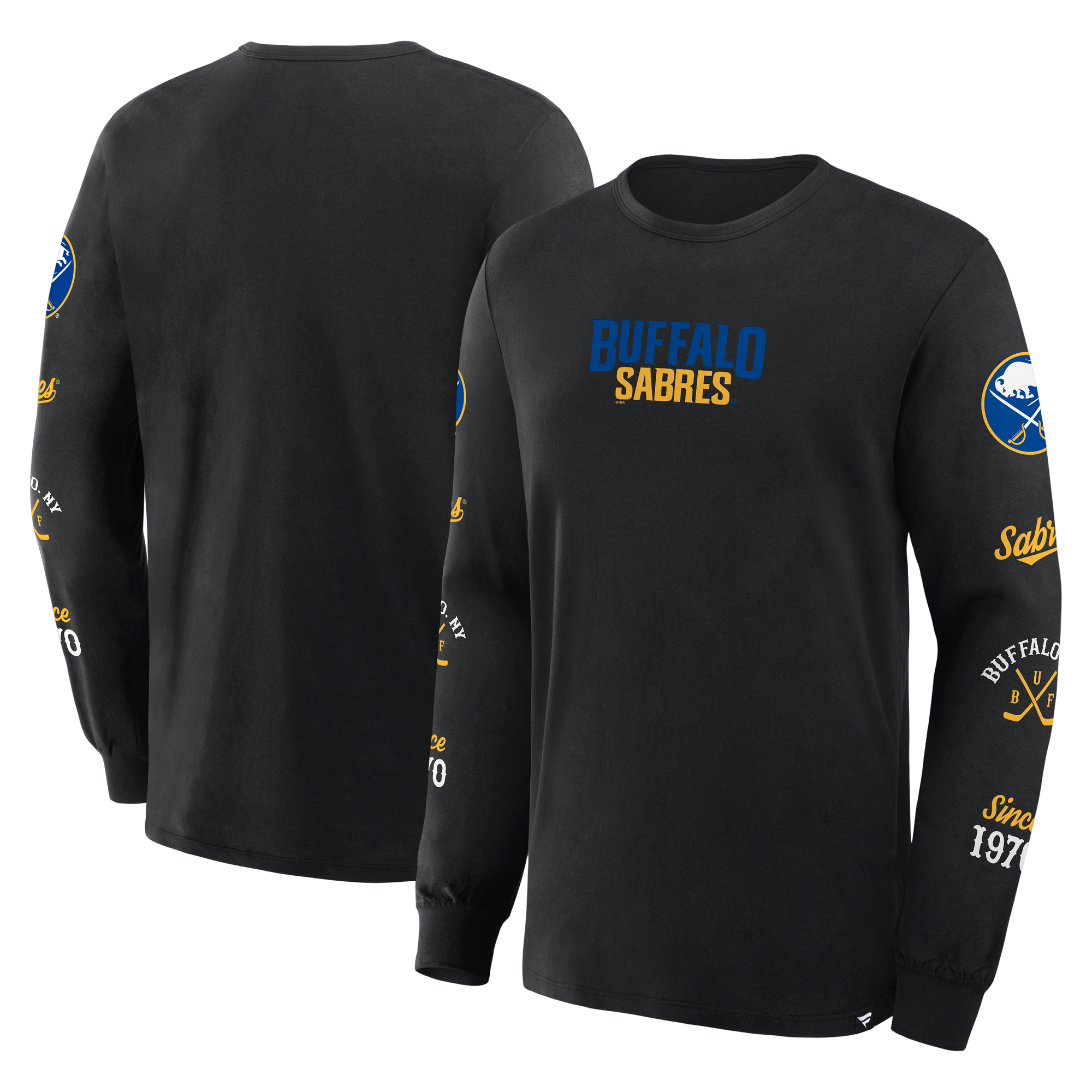 Men's Fanatics Black Buffalo Sabres Boxed In Legacy Long Sleeve T-Shirt